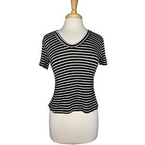 BRANDY MELVILLE Short Sleeve Black & White Stripe Tee Size Small Lightweight
